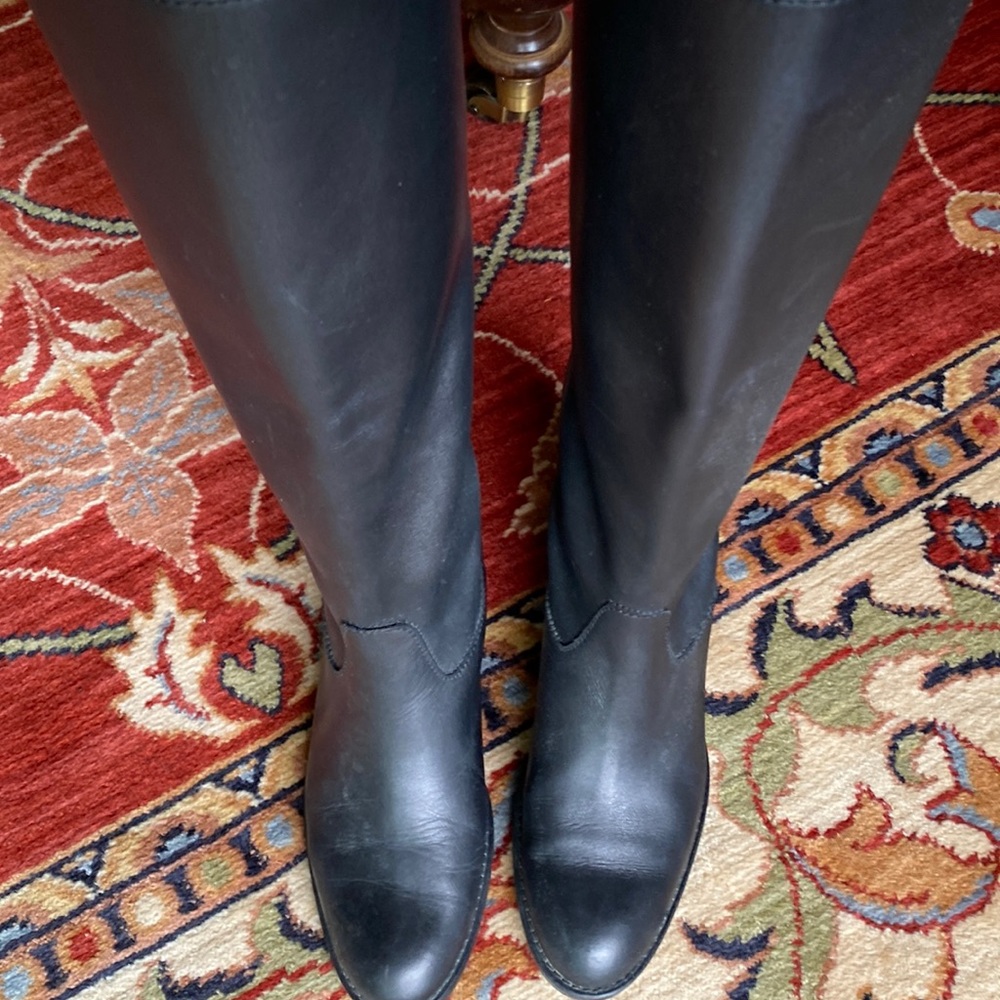 Black leather riding boots